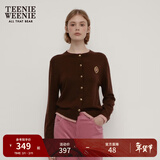 Teenie Weenie小熊秋季绵羊毛软糯毛针织开衫简约通勤毛衣外套女装 棕色 XS (155)
