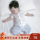 优奇宝宝防蚊裤纯棉纱布夏季薄款男儿童女灯笼裤婴儿衣服裤子童大pp裤 奶白上衣+防蚊裤冰蓝 80
