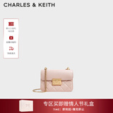 CHARLES&KEITH拼接菱格链条单肩斜挎小方包包女包生日情人节礼物CK2-80701360 CK2-80701360Light Pink浅粉色 S