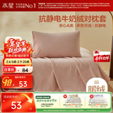 水星家纺枕套牛奶绒抗静电秋冬加厚A类加绒枕芯保护套一对装48x74cm