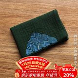 容山堂和幸棉麻茶布茶巾吸水加厚养壶巾干泡茶席桌旗茶具配件布垫茶水巾 四层祥云棉麻茶巾-古木绿