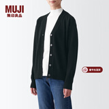 MUJI MUJI 女式 美利奴羊毛中针距V领开衫针织毛衣秋冬款女装上衣外套 黑色 XL (165/92A)