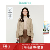 茵曼（INMAN）轻薄简约无领短款羽绒马甲女士2025新款可内搭可外穿薄款外套 卡其色 L