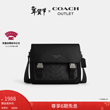 蔻驰（COACH）【新年礼物】奥莱男士男包经典标志老花 RACER信使包斜挎单肩包 QB/炭黑色/黑色