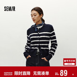森马（Semir）森柔|针织开衫女冬季短款绞花肌理圆领毛衫打底上衣101724106001