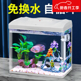 森森桌面鱼缸生态玻璃小型懒人免换水家用缸鱼缸一体缸自循环 (高清玻璃)白230(带20件套)