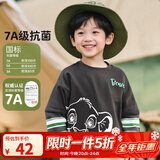 迪士尼（Disney）秋季童装儿童宝宝男女童米奇卡通长袖T恤纯棉亲肤7A级抗 碳灰拼条纹辛巴 110