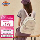 Dickies双肩包女生背包轻便百搭可爱休闲PU书包时尚满印通勤旅行奶油杏