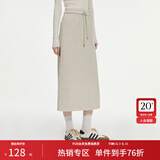 范思蓝恩半拉领廓形落肩加绒加厚重磅卫衣女冬季2024新款14491 燕麦灰半身裙 XS