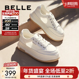 百丽（Belle）透气网面小白鞋女厚底休闲运动板鞋B1175BM3预售 蜂蜜牛乳-网面 34 (220mm)