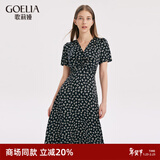 歌莉娅蝴蝶碎花裙v领连衣裙女夏装显瘦气质长裙礼服裙子1A6H4KAKA 27D黑底印花 L