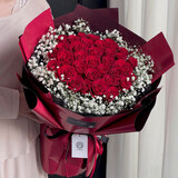 莱一刻情人节鲜花速递玫瑰礼盒花束表白送女友生日礼物全国同城配送 33朵红玫瑰花束