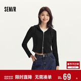 森马（Semir）外套女短款修身显瘦上衣秋装正肩连帽针织夹克通勤101524108005