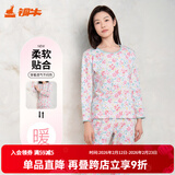 铜牛内衣 秋衣秋裤 女 纯棉圆领长袖秋衣秋裤套装 基础套装 VN031 暖心华韵-白-彩 M (165/90)