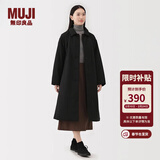 MUJI 女式 蓬松棉服立领大衣 外套女款冬装长款冬季女装棉衣衣服 黑色 L (165/88A)