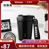 Vanow 咖啡杯保温杯大容量学生男女高颜值陶瓷内胆随行便携送礼水杯子 炫酷黑【316不锈钢内胆】