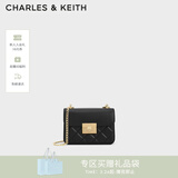 CHARLES&KEITH拼接菱格链条单肩斜挎小方包包女包生日女神节礼物CK2-80701360 CK2-80701360Black黑色 S