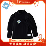 舒贝怡女童宝宝打底衫儿童半高领长袖T恤女孩秋冬纯色童装上衣t黑100