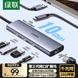 绿联USB3.2扩展坞转千兆网口 网线转接头【USB+Type-C 10G数据口】 笔记本电脑拓展坞分线器网口转换器