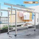 圣诺依琳不锈钢晾衣架落地加厚阳台室外室内家用晒被子折叠伸缩晾衣杆