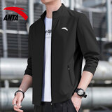 安踏（ANTA）外套男风衣春季冲锋户外防泼水青少年立领梭织休闲夹克衫运动上衣 -4基础黑【常规】 M (170) -适合100-120斤
