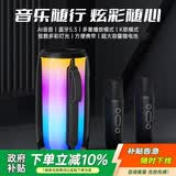 爱国者T158升级版麦克风音响一体无线蓝牙家用卡拉OK户外k歌宝家庭ktv黑色 双话筒