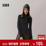 森马（Semir）毛衣女冬季舒适紧身半高领正肩纯色羊毛衫显瘦打底衫101724107003