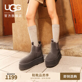 UGG秋季女士休闲舒适纯色厚底雪地靴烟囱时尚切尔西短靴 1134526 GREY | 灰色 39 39码及以上建议正码正拍
