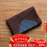 容山堂和幸棉麻茶布茶巾吸水加厚养壶巾干泡茶席桌旗茶具配件布垫茶水巾 四层祥云棉麻茶巾-乌木檀
