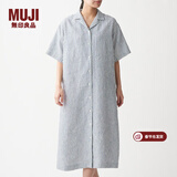 MUJI MUJI 女式 法国亚麻水洗 五分袖开襟连衣裙 BCL08C0S