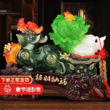吉善堂开业礼品貔貅玉白菜摆件工艺品办公室客厅酒柜装饰品乔迁新居礼品 中号-约总长29宽12高24CM