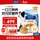 伯纳天纯三拼冻干牛肉粒肉松犬粮20kg/40斤