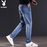 花花公子（PLAYBOY）牛仔裤男潮流秋冬季休闲裤子男士宽松商务直筒百搭长裤 蓝色 28