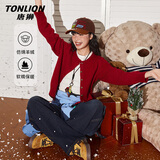 唐狮（TonLion）红色毛衣女针织开衫外套女装秋冬季本命新年上衣服仿绵羊绒短款女