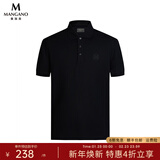 MANGANO轻奢品牌男士POLO衫商务通勤体恤套头衫潮流百搭短袖t恤男打底衫 黑色 50 (175/96A)