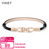 viney牛皮对扣女士皮带欧美风装饰腰封时尚百搭裙带细腰带裤带生日礼物