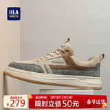 海澜之家（HLA）男鞋秋冬时尚复古百搭拼接休闲板鞋子男款HAABXM1ECP746沙色41