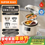 苏泊尔（SUPOR）【厨房好年货】鸳鸯电压力锅3L 多功能0涂层钢胆2-4人家用风冷降压电饭煲电炖锅高压锅SY-30YC3001
