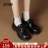 ZHR乐福鞋女春秋厚底英伦单鞋女时尚甜美学院风女鞋 BZ21 黑色 36 