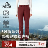 伯希和（Pelliot）【风盾】冲锋软壳裤女冬季保暖抓绒裤防风高弹长裤125107018红XL