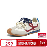 百思图【张予曦同款】小彩糖内增高德训鞋歪头休闲阿甘鞋女 米色 38