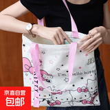 樱桃KT帆布包女学生便携上班帆布兜手提包手拎便当帆布袋 粉色凯蒂猫单肩包（36*35）