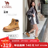 骆驼（CAMEL）王俊凯同款马丁靴高帮秋户外工装大黄靴情侣 GF122W7790 金黄 35