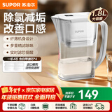 苏泊尔（SUPOR）净水器家用滤水壶自来水家用过滤器多重精滤滤芯寿命提醒一芯四芯六芯可替换滤芯净水壶 J-UF01 【白色款】一机四芯 净水壶