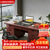 洛来宝木质油漆办公桌带抽屉写字桌台式职员财务1.4米办公桌单人