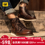 卡特（CAT）马丁靴工装靴男鞋经典款BRAVADO轻户外复古时尚牛皮面机车靴子男 深棕P712950 44