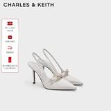 CHARLES&KEITH缎面蝴蝶结尖头高跟凉鞋女生日礼物新年礼物送女友CK1-60361556 Light Grey浅灰色 37