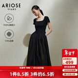 艾诺丝雅诗【商场同款】2025夏季新品莱赛尔中长款连衣裙收腰小黑裙40439097 黑色 L