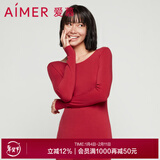 爱慕（Aimer）【牛奶系】女保暖上衣红色保暖吸湿排汗本命年秋衣AM726653 红色JF0 M (165)
