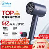 美的（Midea）5亿等离子护发电吹风 家用负离子吹风筒 1800W大功率快干 便携吹风机 FJ308蓝 节日/生日礼物推荐